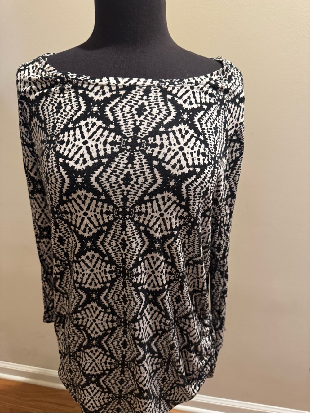 Ruby Rd. Women’s Black and White Geometric 3/4 Sleeve Blouse size XL